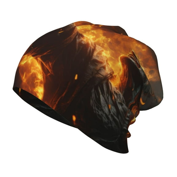 Xecao Cool Fire Man Print Beanie Hat Toddler Girls Boys, Baby Hats Winter Warm Knitted Thermal, Kids Winter Caps