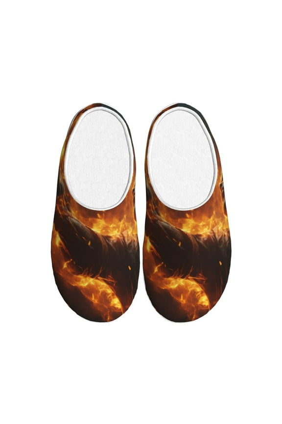 Cool Fire Man Print Cotton Slippers Fuzzy Warm Cozy Slippers Non Slip House Slippers For Indoor Outdoor Cotton Slippers House Slippers-35/36