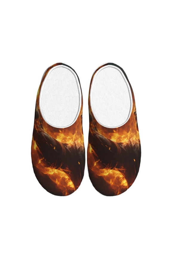 Cool Fire Man Print Cotton Slippers Fuzzy Warm Cozy Slippers Non Slip House Slippers For Indoor Outdoor Cotton Slippers House Slippers-8