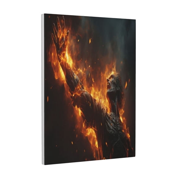Xecao Cool Fire Man for Ready-to-Hang Canvas Art 12x16 Inches - Waterproof HD Print Solid Wood Frame for Gifting,Vertical