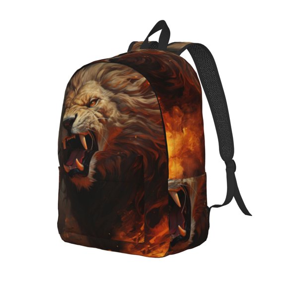 Xecao Cool Flame Lion A Canvas College Laptop Backpack, a durable rucksack designed for both men and women, ideal for travel, school, and daily use-Small