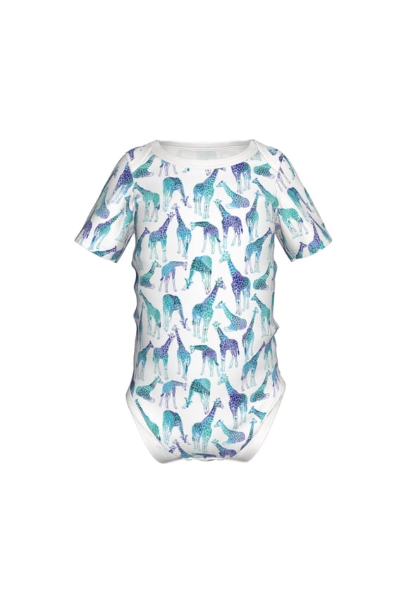 Cool Giraffe Pattern Baby Climbing Bodysuit Short Sleeve Onesie Unisex 0-12 Months Baby Shirt Newborn Outfits Crotch snap design-18 Months