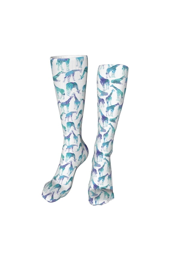 Cool Giraffe Print Calf Socks Seamless Toe, Knee High Long Socks, Sports Socks Trouser Socks for Women and Men-One Size