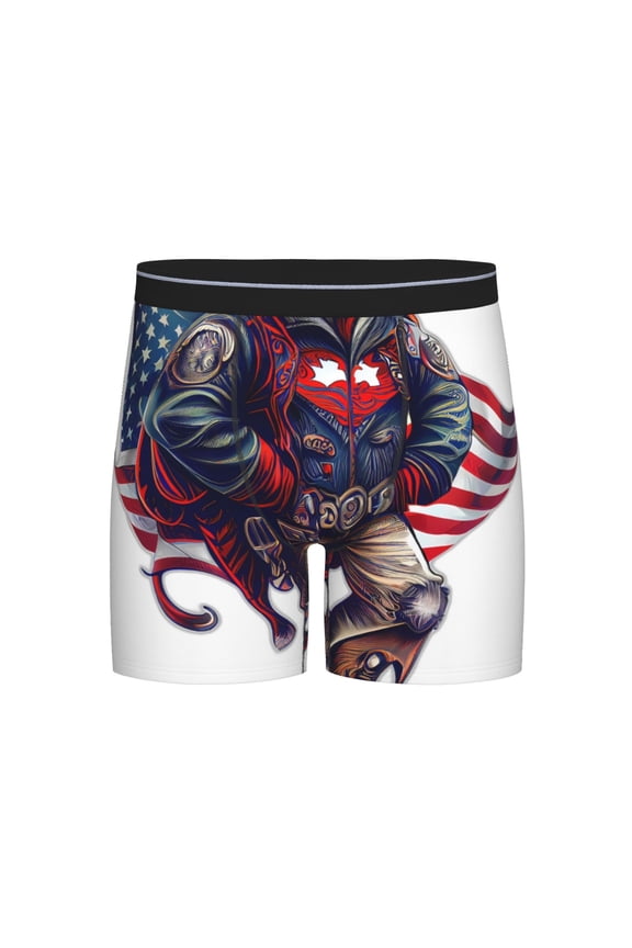 Cool Patriotic Buffalo Cowboy Print Boxer Briefs for Men's Stretch Moisture-Wicking Underwear, Mid-Rise Classics breathable fabric