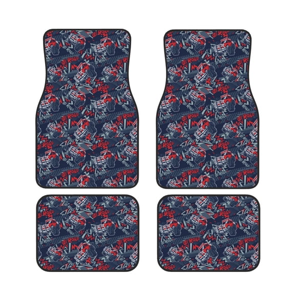 Xecao Cool Red Off-Road Vehicle Print Car Foot Mat Set of 4 Pieces Neoprene All-Weather Dust-Proof Stain-resistantCar Interior Decorative mats Non-Slip Mats