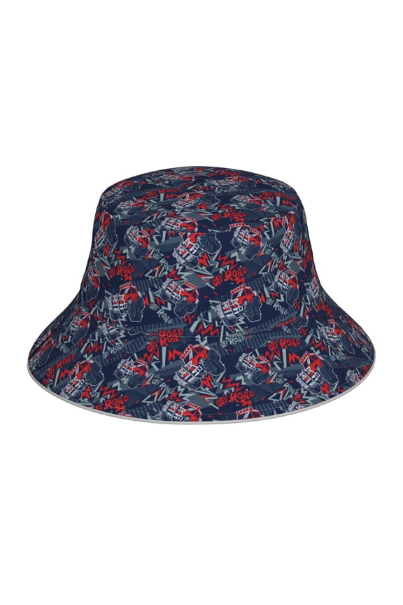 Cool Red Off-Road Vehicle Print Men and Women Night Reflective Hat Runner Cap Visor Bucket Hat Boonie Cap