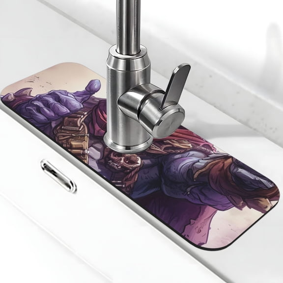 Xecao Cool Skull Cowboy for Kitchen Sink Splash Guard Faucet Mat , Faucet Guard & Draining mat, (15" X 5.5" )