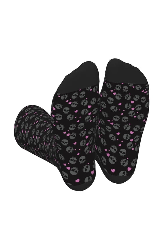 Cool Skull Love Print Crew Socks for Men and Women, Men's Soft Moisture-wicking Sock