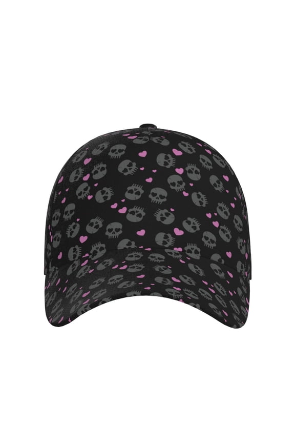 Cool Skull Love for Baseball Cap: Unisex, crafted from classic polyester twill fabric, featuring a soft unconstructed design