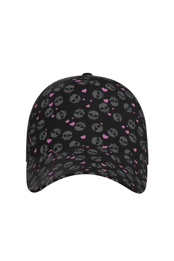 Cool Skull Love for Baseball Cap: Unisex, crafted from classic polyester twill fabric, featuring a soft unconstructed design