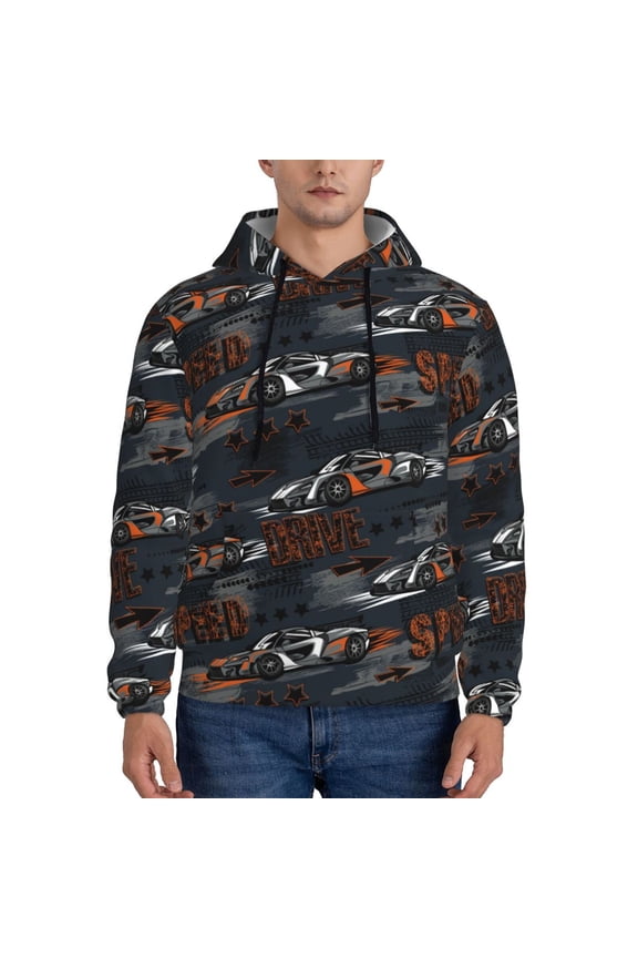 Cool Sports Car Pattern Men's Adult Pullover Hoodie,Hooded Sweatshirt-Small