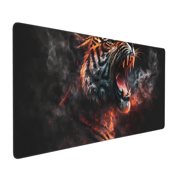 Xecao Cool Tiger Print Large Mouse Pad, 16x35.5in Mousepad, Professional Non-Slip Rubber Base Big Mouse Pad, Mouse Pad for Gaming & Office Full Desk Mouse Pad