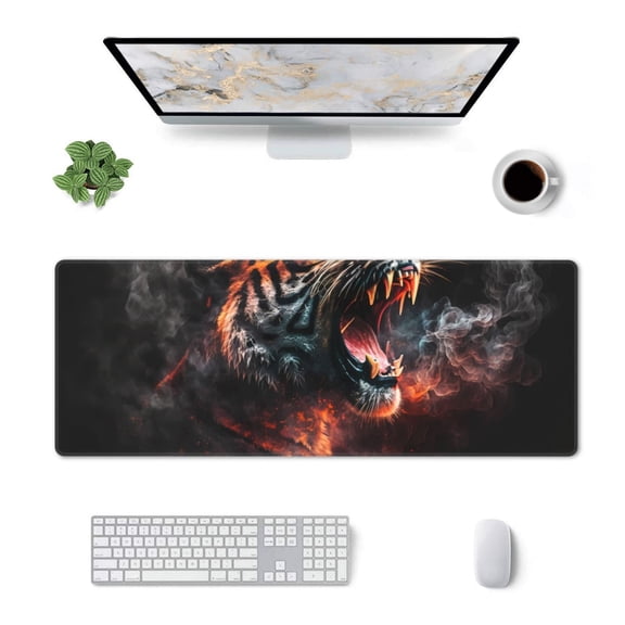 Xecao Cool Tiger for Mouse Pad - Waterproof Extended Contour Mouse Mat, Large Gaming Mousepad Laptop Keyboard Mat with Non-Slip Rubber Base