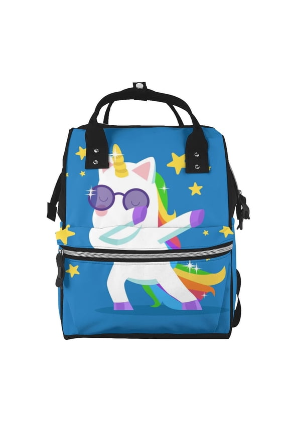 Cool Unicorn Star Golden print Large Capacity Nappy Bag is a multi-functional waterproof travel backpack, perfect as a nursing bag or mummy backpack for women