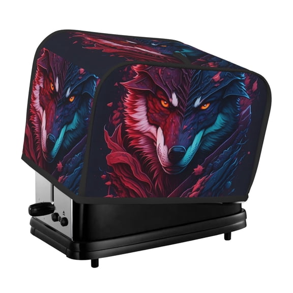 Xecao Cool Wolf Head Print 2 Slice Toaster Cover with Pockets, Small Appliance Cover, Dust and Fingerprint Protection, Machine Washable