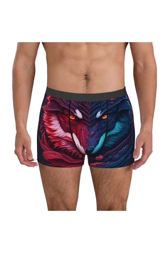 Cool Wolf Head Print Men's Underwear Boxer Briefs Pack - Your ComfortSoft, Moisture-Wicking, and Breathable Choice for Men's Underwear-XX-Large