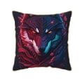 thumbnail image 1 of Xecao Cool Wolf Head Print Soft Velvet Decorative Throw Pillow Covers, Square Cushion Cases for Bed, Sofa, Living Room, Car, and Indoor Outdoor Use-16"x16", 1 of 8