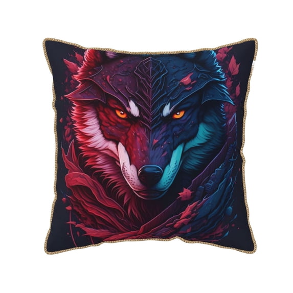 Xecao Cool Wolf Head Print Soft Velvet Decorative Throw Pillow Covers, Square Cushion Cases for Bed, Sofa, Living Room, Car, and Indoor Outdoor Use-16"x16"
