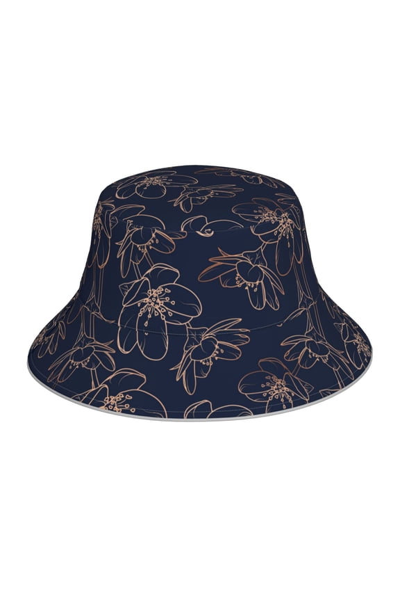 Copper-Gold Gloss Outline Cherry Print Men and Women Night Reflective Hat Runner Cap Visor Bucket Hat Boonie Cap