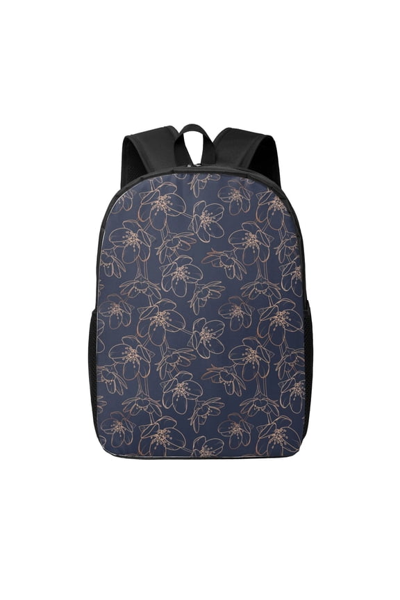 Copper-Gold Gloss Outline Cherry print Travel Backpack, Large Computer Backpack for Men Women, College School Rucksack Book Bag