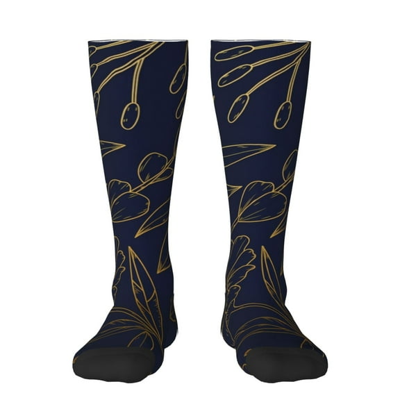 Xecao Copper-Gold Gloss Outline Flower Print Compression Socks for Both Men And Women for Running, Travel, Flight, Nurse