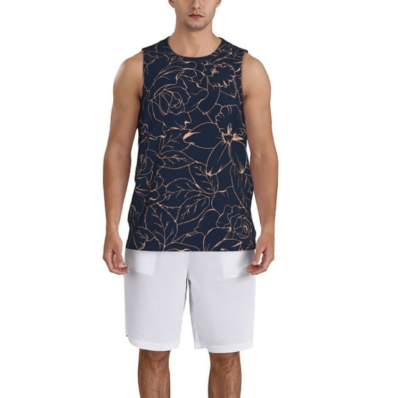 Xecao Copper-Gold Gloss Outline Flower print basketball shirt for both men and women, a unisex basketball jersey perfect for theme parties-Small