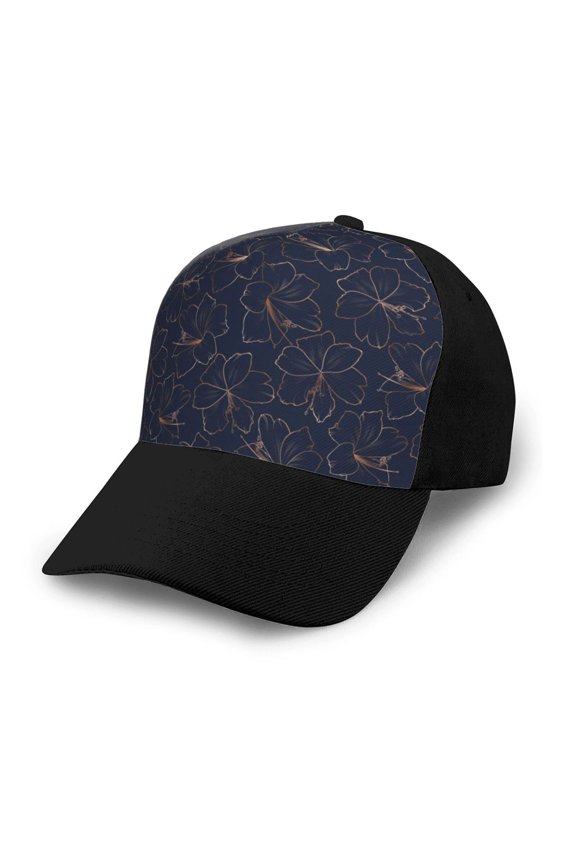 Copper-Gold Gloss Outline Lily Flower print unisex vintage washed baseball cap, a soft and adjustable hat perfect for any casual style.