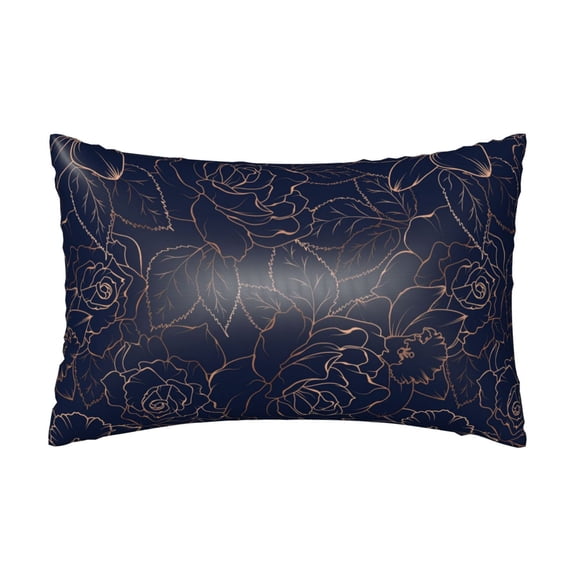 Xecao Copper-Gold Gloss Outline Navy Dark Blue Pattern Satin Pillowcases for Hair and Skin, Luxurious and Silky Pillow Cases with Envelope Closure, 20x30 Inches