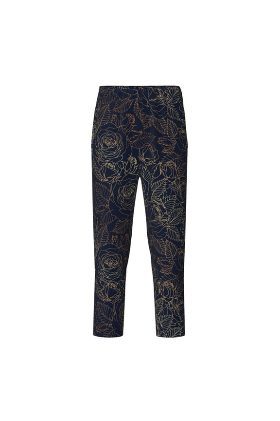Copper-Gold Gloss Outline Rose Print Teenagers' Pajama Pants Long Sleep Pants Soft Elastic Waist Pajama Bottoms Elastic waist with 2 Pockets 5-16 Years-Small