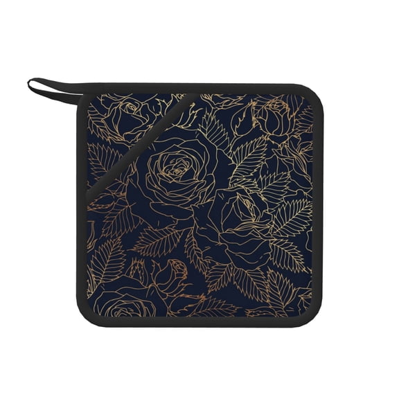 Xecao Copper-Gold Gloss Outline Rose for Silicone Trivet Mats - Heat Resistant Pot Holders, Multipurpose Non-Slip Hot Pads