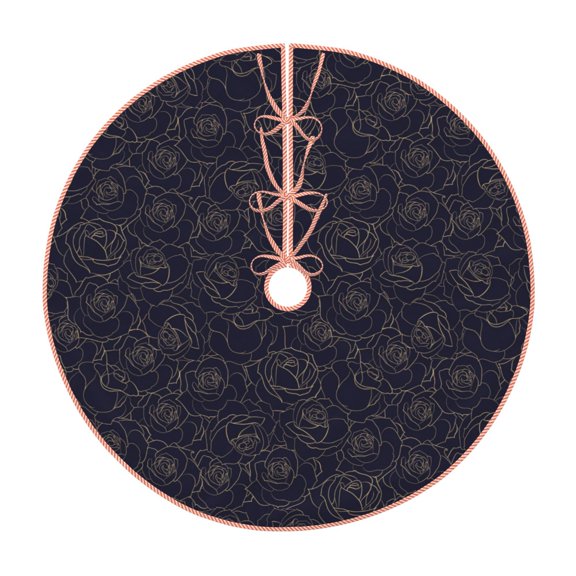 Xecao Copper-Gold Gloss Outline Rose1 Pattern Christmas Tree Skirt Holiday Part Decorations for Christmas Tree, Farmhouse Christmas Decor Xmas Holiday Home Party Decorations-48"