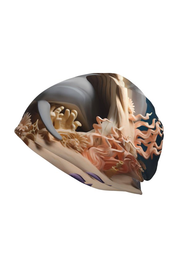 Coral Fish Dolphin Print Knit Hat,Winter Beanie for Men Women, Beanie Soft Warm Ski Stocking Cuffed Cap