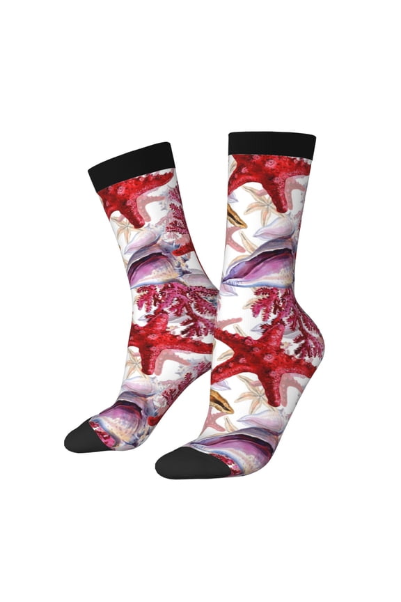 Coral Reef Pattern Sport Socks for Women and Men Crew Socks Sporty Calf Socks Casual Socks