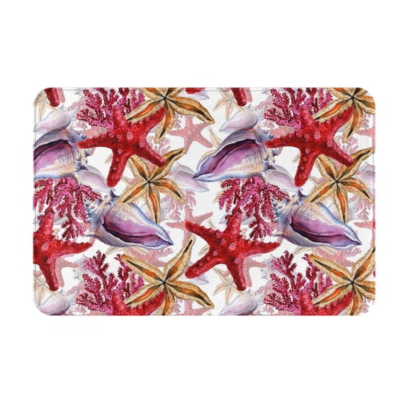 Xecao Coral Reef print Flannel Mat: Non-slip, 16x24in. Ideal for kitchen, bedroom, bath & living room.