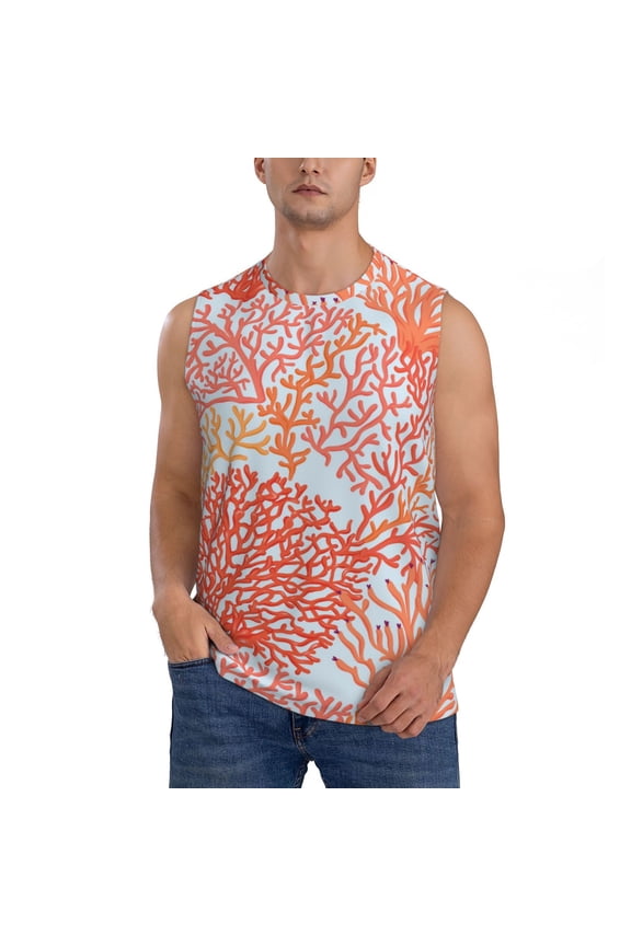 Corals Print Men's Tank Top: Sleek Sleeveless Tee for Casual Sports and Beach Occasions-X-Large