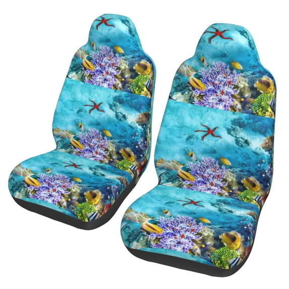 Xecao Corals and Tropical Fish Print Car Seat Cover in That Fits Most Cars, Vans, SUVs, and Trucks.