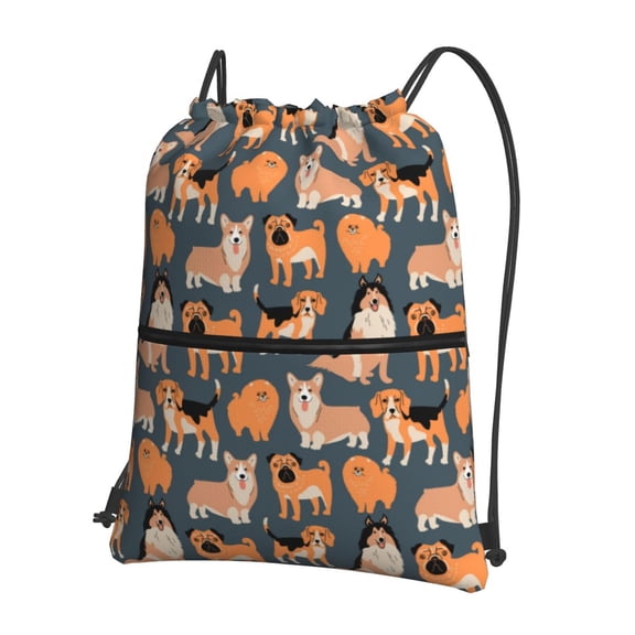 Xecao Corgi Collie Pug for Drawstring Bags,Pull String Backpack Bags,String Bag Sackpack