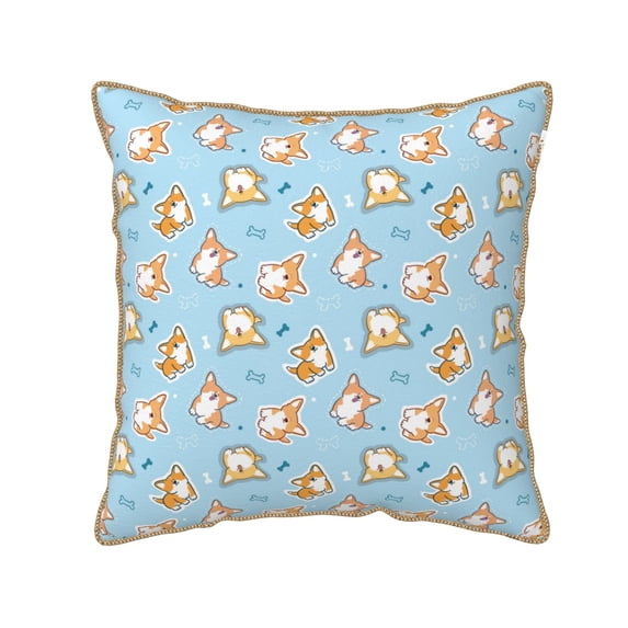 Xecao Corgi Dog 1 Print Soft Velvet Decorative Throw Pillow Covers, Square Cushion Cases for Bed, Sofa, Living Room, Car, and Indoor Outdoor Use-18"x18"