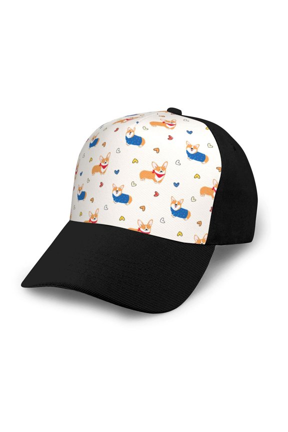 Corgi Dog And Heart print unisex vintage washed baseball cap, a soft and adjustable hat perfect for any casual style.