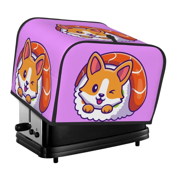 Xecao Corgi In Sushi Roll Print 4 Slice Toaster Cover with Pockets, Small Appliance Cover, Dust and Fingerprint Protection, Machine Washable