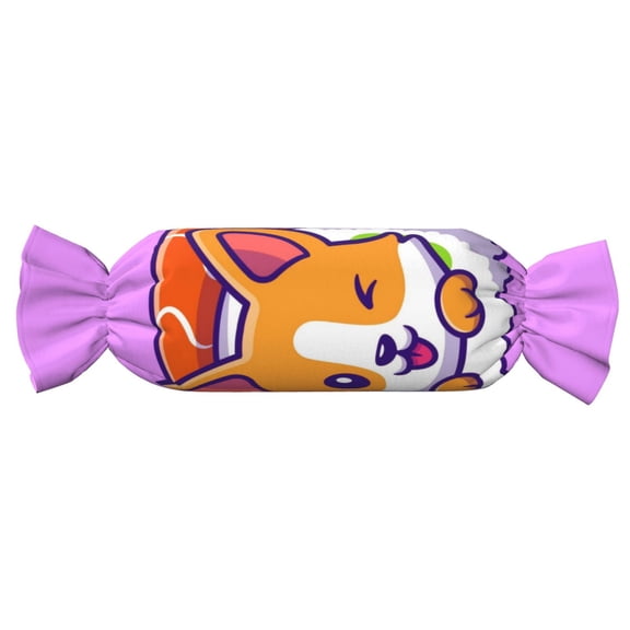 Xecao Corgi In Sushi Roll Print+Candy-Inspired Plush Pillow for Men Women Suitable for Beds, Sofas, Game Rooms Drawstring Closure