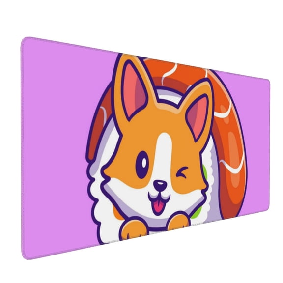 Xecao Corgi In Sushi Roll Print Large Mouse Pad, 16x35.5in Mousepad, Professional Non-Slip Rubber Base Big Mouse Pad, Mouse Pad for Gaming & Office Full Desk Mouse Pad