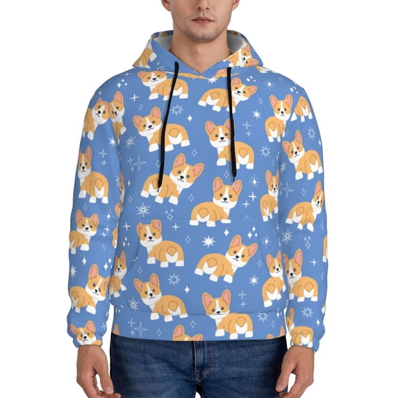 Xecao Corgi Pattern Men's Adult Pullover Hoodie,Hooded Sweatshirt-3X-Large