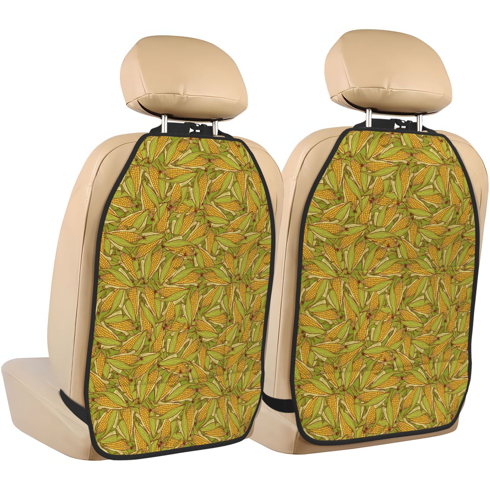 Xecao Corn 6 Pattern Car Seat Back Protector 2 Pack Large Capacity Pocket, Kick Mats Back Seat Protector