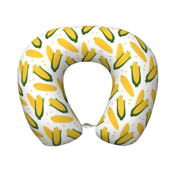 Xecao Corn On The Cob Print Memory Foam Cervical Neck Pillow Versatile U-Shaped Pillows for Home,Office,Camping,Travelling,Soft Washable Cover