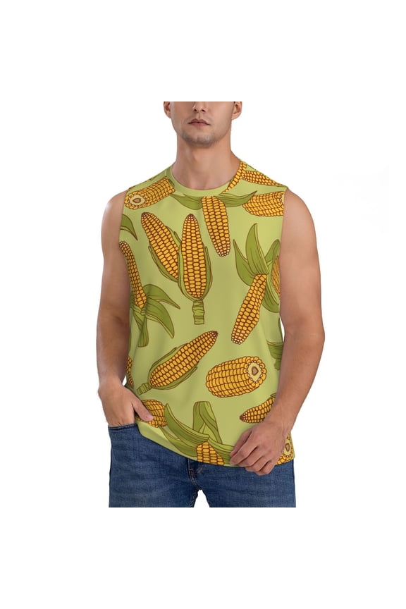 Corn Print Men's Tank Top: Sleek Sleeveless Tee for Casual Sports and Beach Occasions-XX-Large