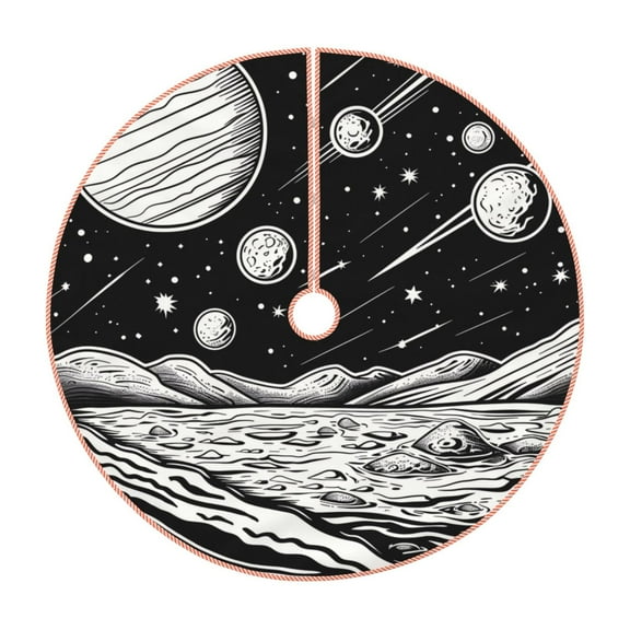 Xecao Cosmic Landscape Celestial Art Pattern Christmas Tree Skirt Round Xmas Tree Mat Base Cover for Holiday Home Decorations-36"