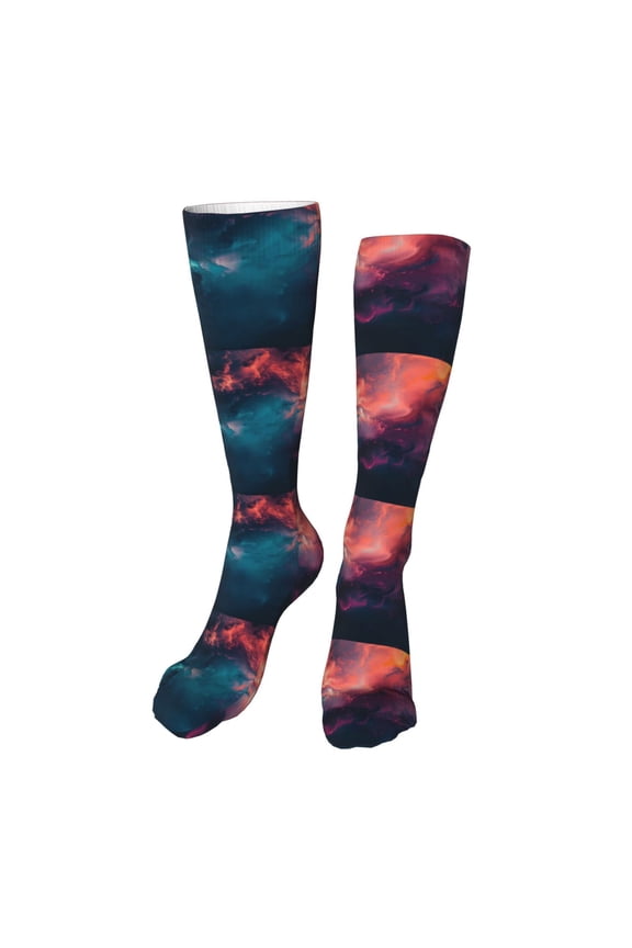 Cosmic Paint Swirl Print Calf Socks Seamless Toe, Knee High Long Socks, Sports Socks Trouser Socks for Women and Men-One Size