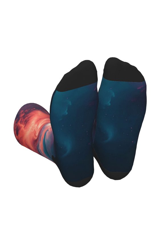 Cosmic Paint Swirl Print Crew Socks for Men and Women, Men's Soft Moisture-wicking Sock