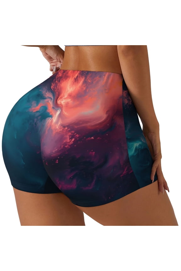 Cosmic Paint Swirl Print Workout Shorts for Women Soft Smooth Gym Yoga Scrunch Active Tennis Workout Running Shorts-X-Large